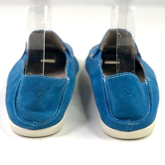 OluKai Nohea Perforated royal blue suede slip on loafers convertible heel size 7 - Picture 3 of 9